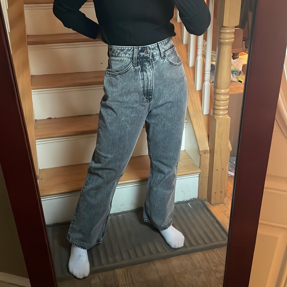 SPRWMN High Rise Crop Flare Black/Gray wash jeans